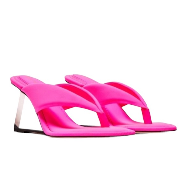 Good American pink Cinderella slippers sandals clear heel cinder f*cking-fella - Picture 1 of 10